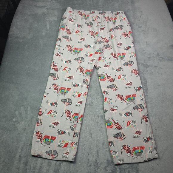 Old Navy Womens Christmas Cat Lounge Pants Medium Elastic Waist Flannel - Picture 3 of 6